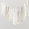 Natural linen cochet ribbon tassel fringe garland 2m length with mini led lights Shabby Chic Banner for Wedding Baby Shower