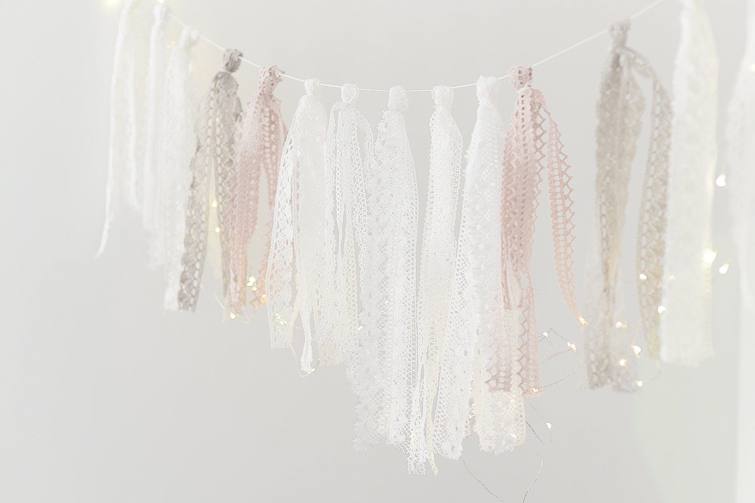 Linen Crochet Tassel Garland: Boho Nursery, Wedding, Party Decor