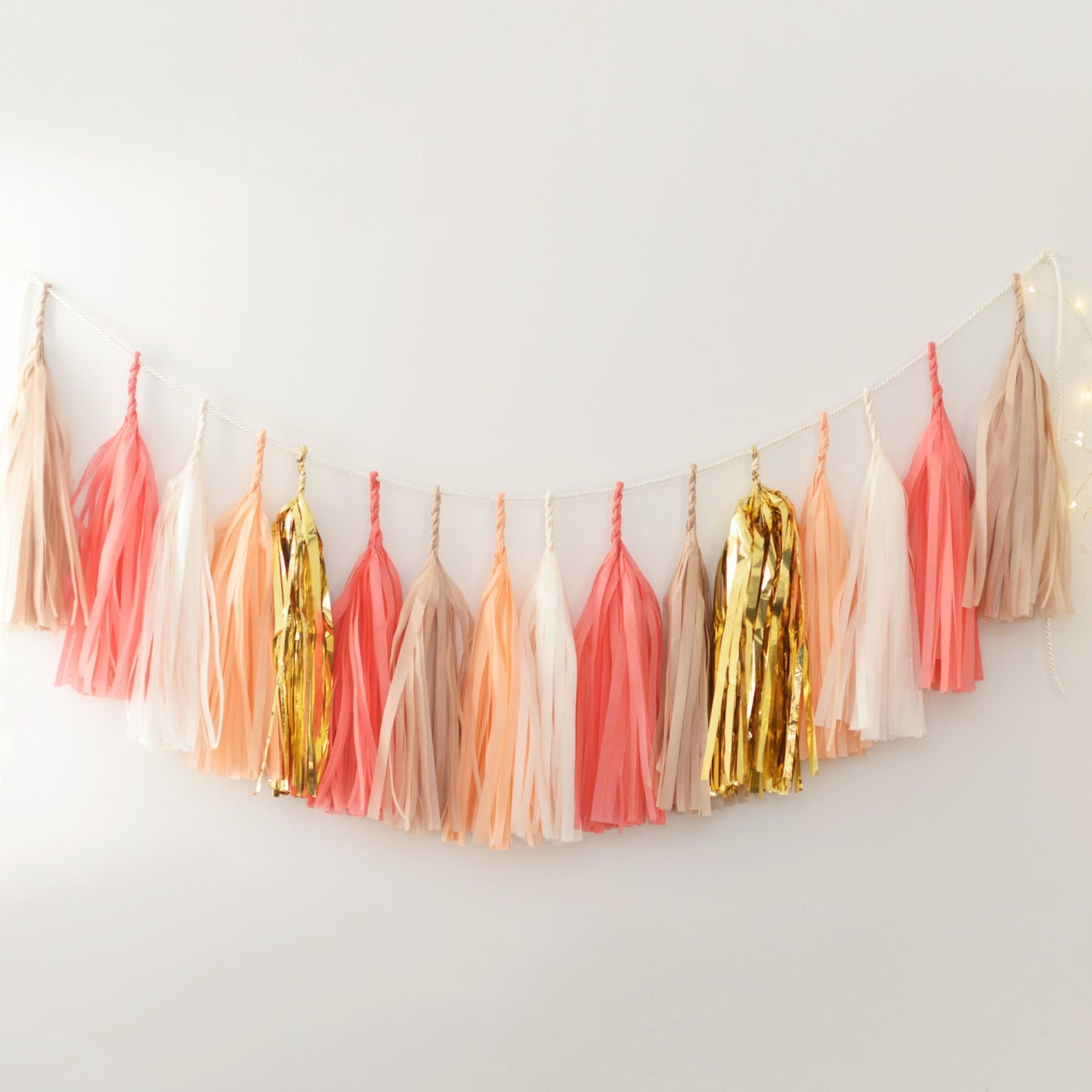 Fully Assembled Coral Tassel Garland - Wedding Decor, Living Coral Party Garland, Bridal Shower Decoration, eco friendly