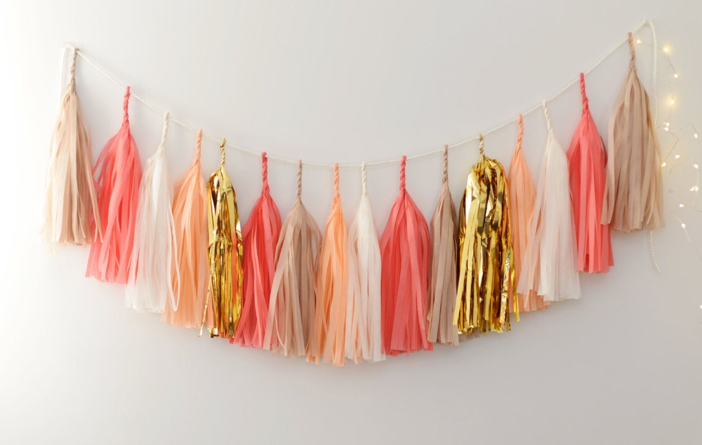 Fully Assembled Coral Tassel Garland - Wedding Decor, Living Coral Party Garland, Bridal Shower Decoration, eco friendly