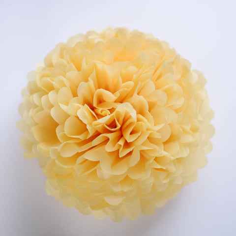 Honey yellow Paper pom pom party decorations  wedding decor yellow paper flowers, bridal shower, baby shower, classroom decor, paper decor