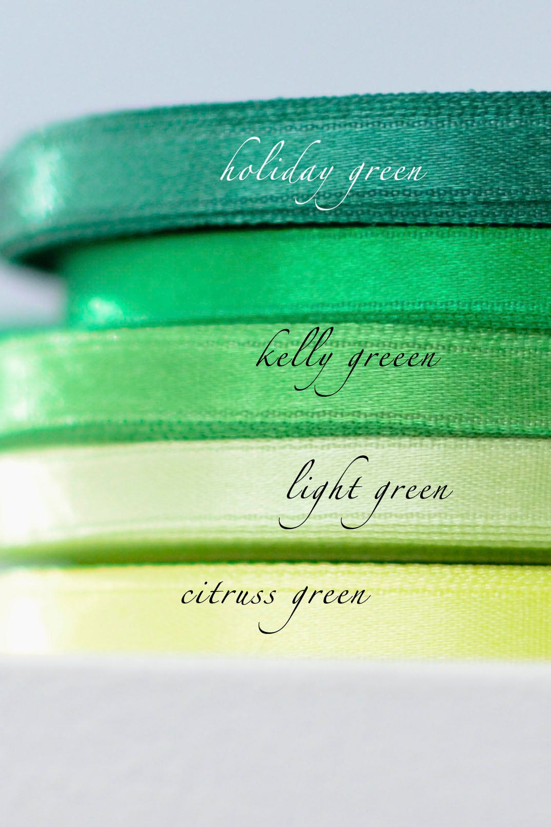 Citrus green double sided satin ribbon roll