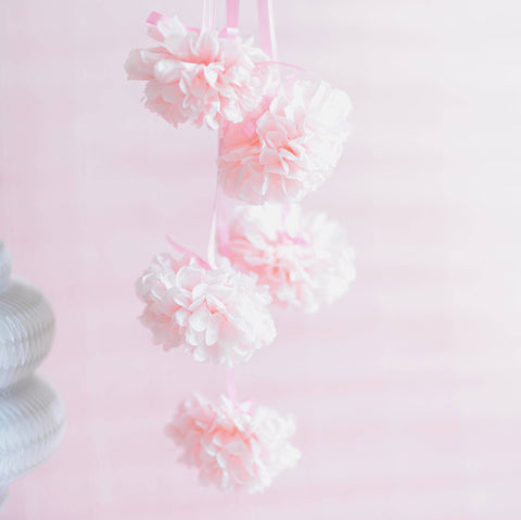 Set of 50 Paper Pom Pom Decorations - Wedding Table Decor Paper Flowers Pink Party Decorations - eco friendly