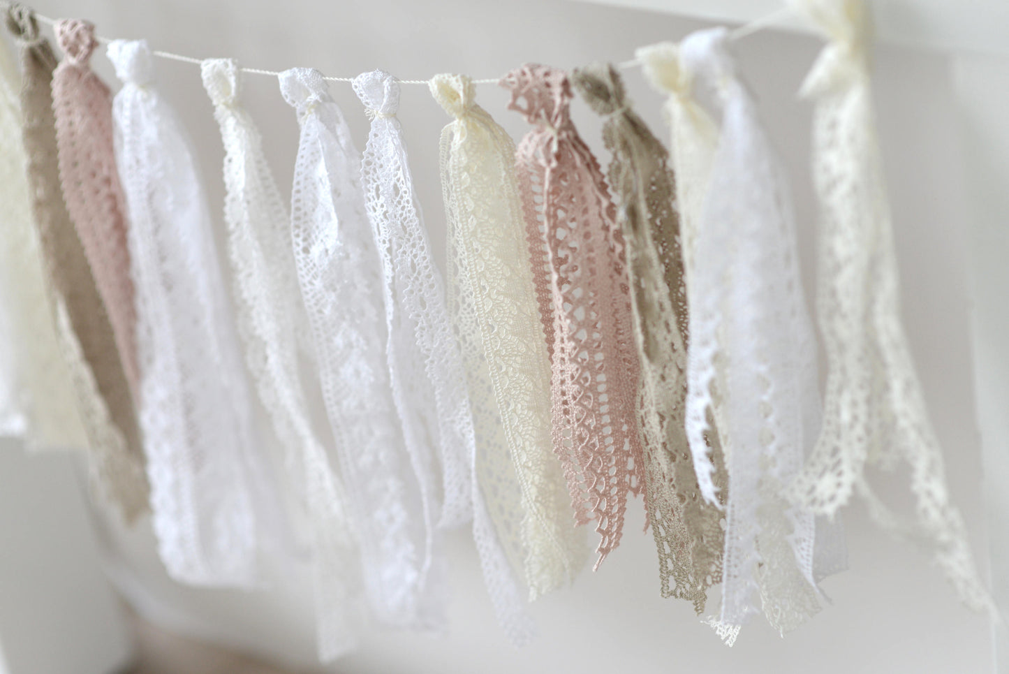 Linen Crochet Tassel Garland: Boho Nursery, Wedding, Party Decor