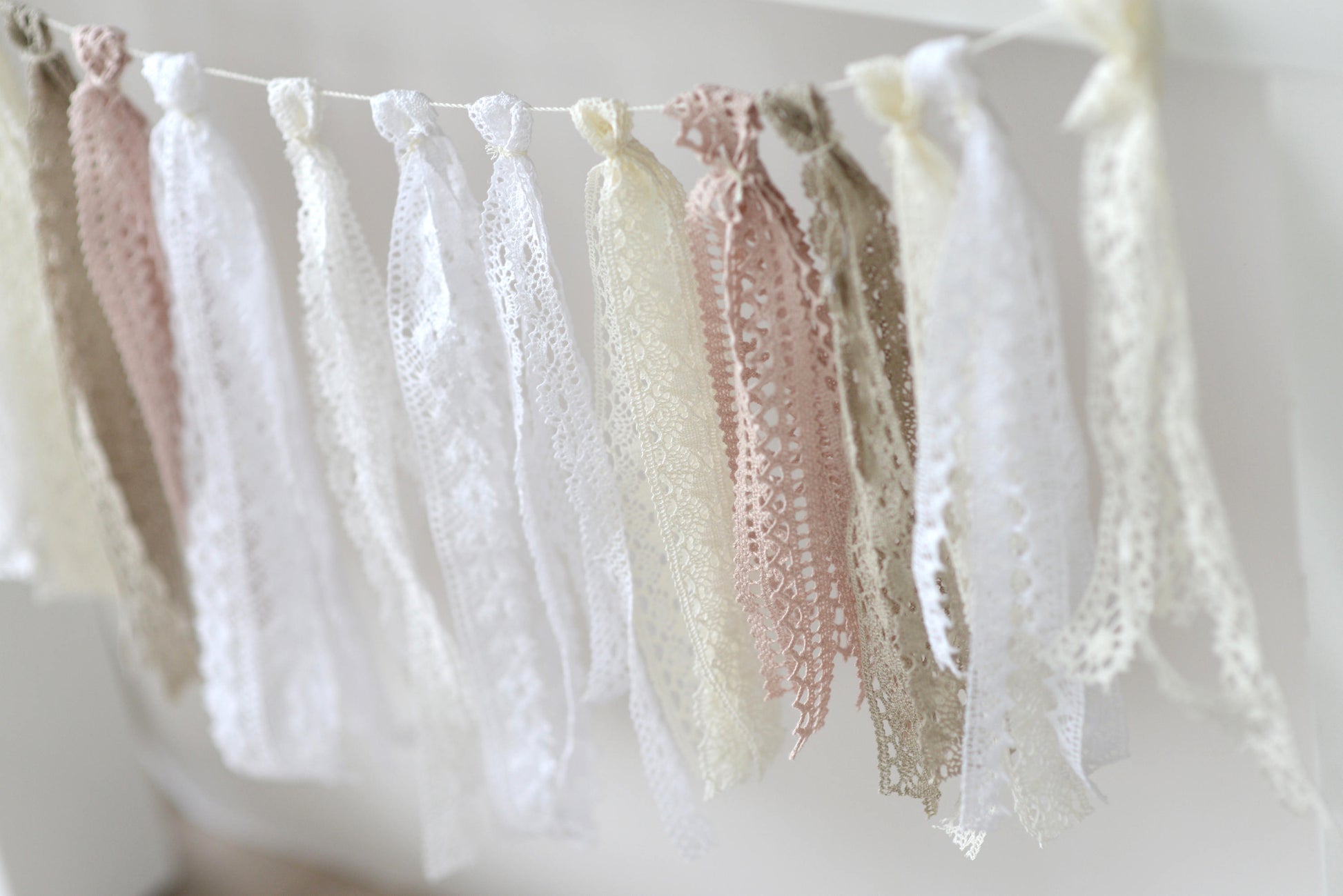 Linen Crochet Tassel Garland: Boho Nursery, Wedding, Party Decor