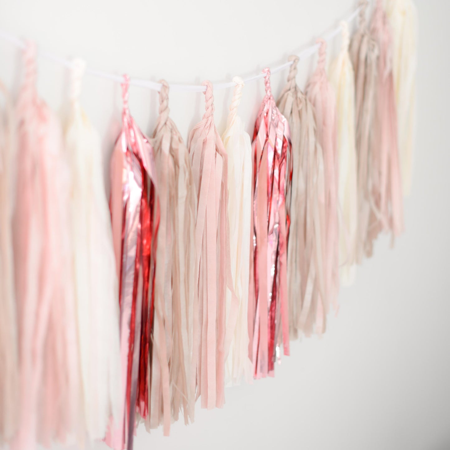 Rose Gold & Champagne Paper Tassel Garland - Wedding Decorations, Birthday Bunting, Pink Banner, Baby Shower Backdrop, Photo Wall Decor