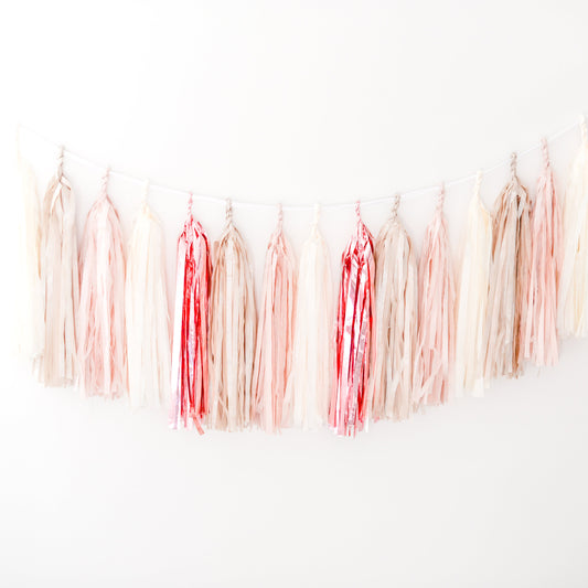 Rose Gold & Champagne Paper Tassel Garland - Wedding Decorations, Birthday Bunting, Pink Banner, Baby Shower Backdrop, Photo Wall Decor