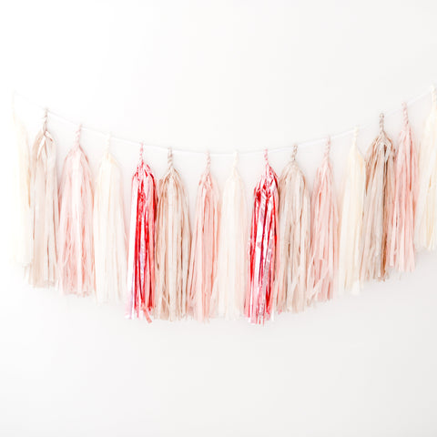 Rose Gold & Champagne Paper Tassel Garland - Wedding Decorations, Birthday Bunting, Pink Banner, Baby Shower Backdrop, Photo Wall Decor