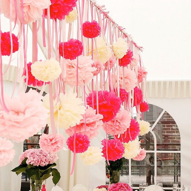 Wedding paper ball set of 106 | Party pom pom set | Wedding isle decor | Paper flowers set