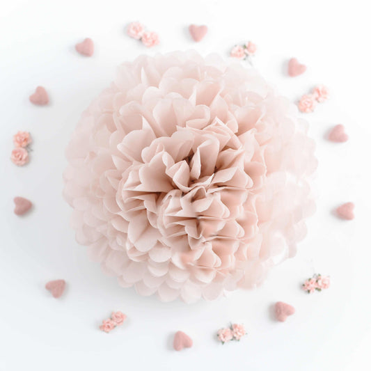 Dusty pink paper pom pom party decorations dusky pink wedding paper flowers, baby shower, bridal shower, birthday party decor eco friendly