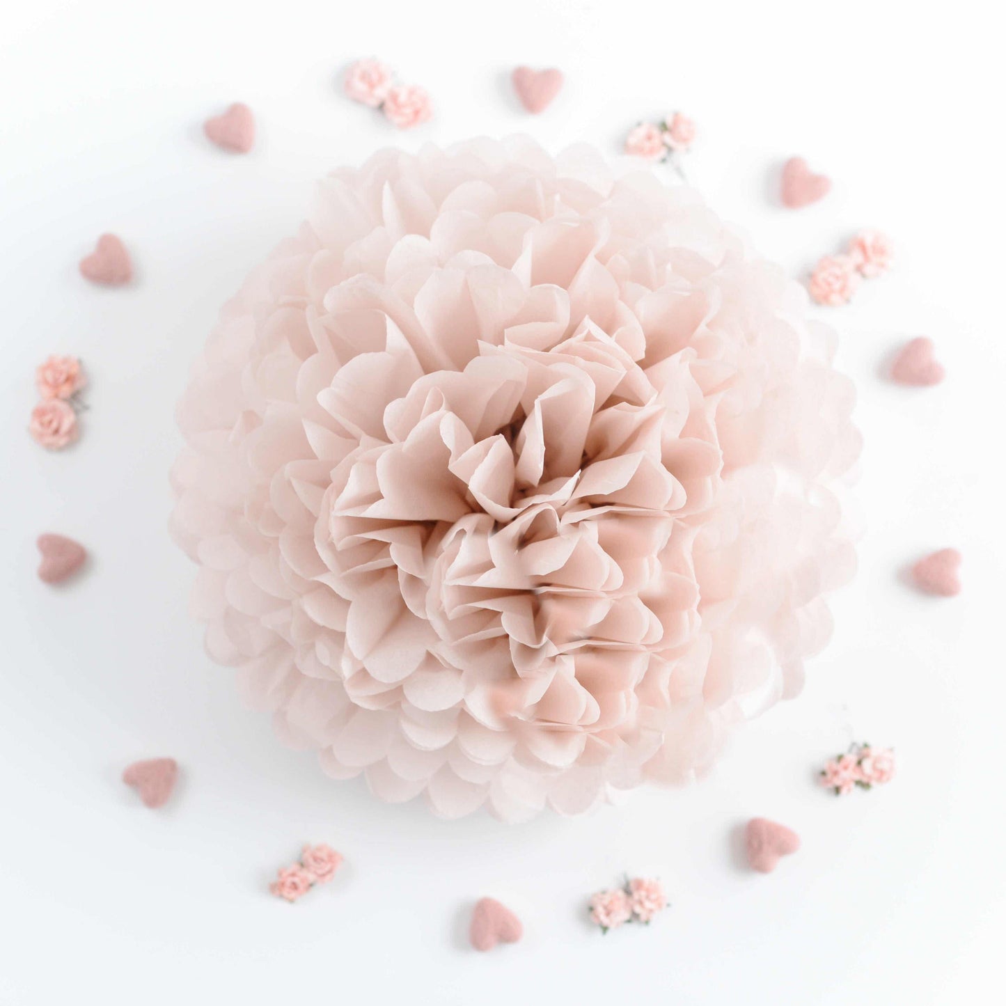 Dusty pink paper pom poms matte rose gold paper flowers Wedding decoration Baby shower decor Bridal shower decor romantic party theme