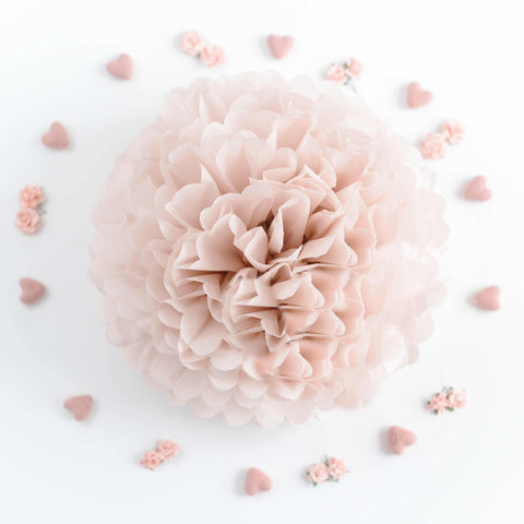 Dusty pink paper pom pom party decorations dusky pink wedding paper flowers, baby shower, bridal shower, birthday party decor eco friendly
