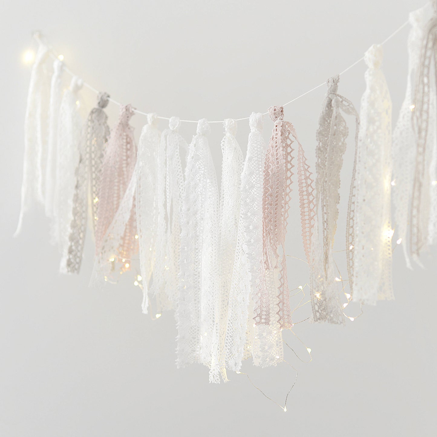 Linen Crochet Tassel Garland: Boho Nursery, Wedding, Party Decor