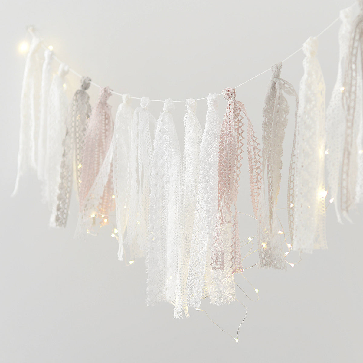 Linen Crochet Tassel Garland: Boho Nursery, Wedding, Party Decor