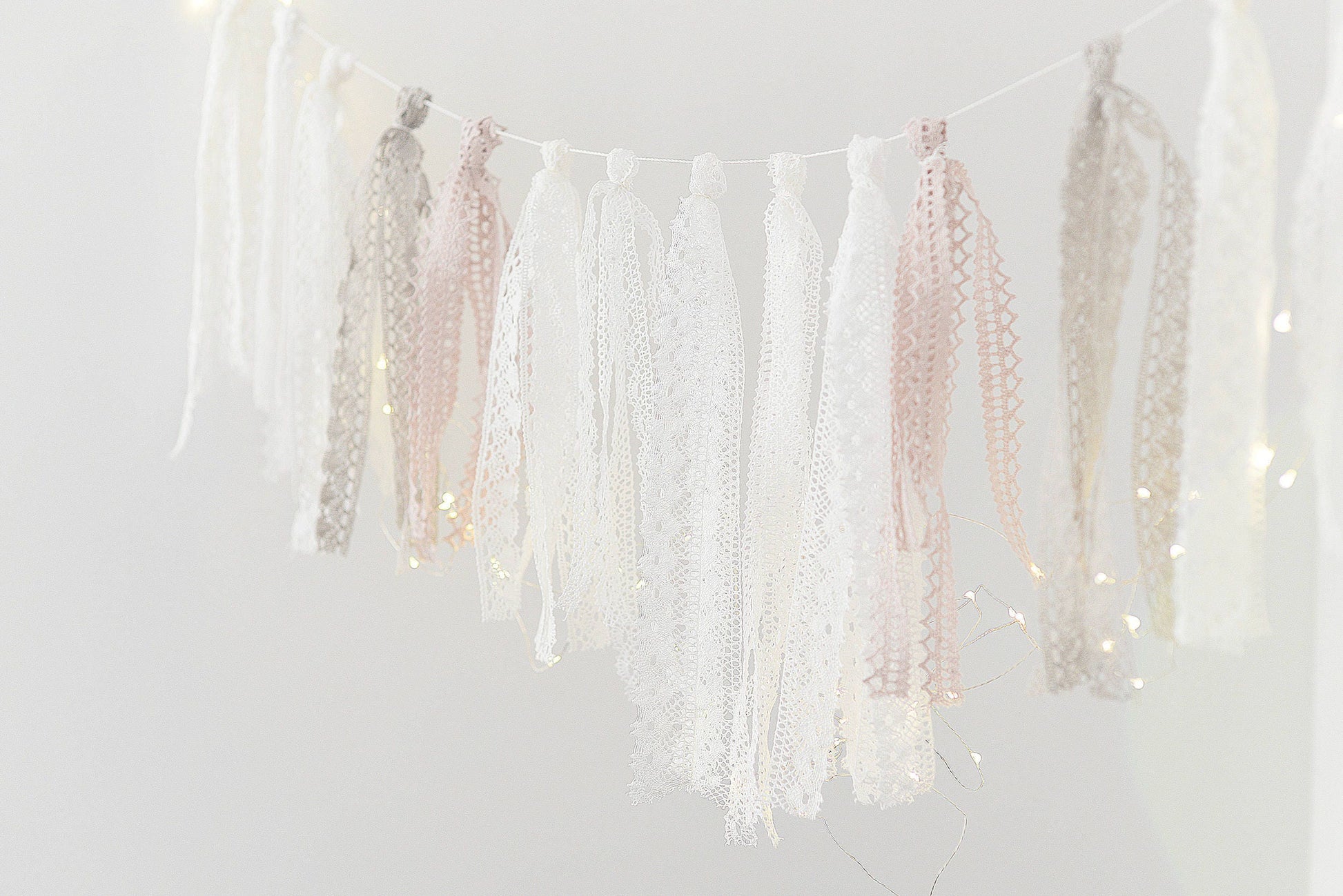 Linen Crochet Tassel Garland: Boho Nursery, Wedding, Party Decor