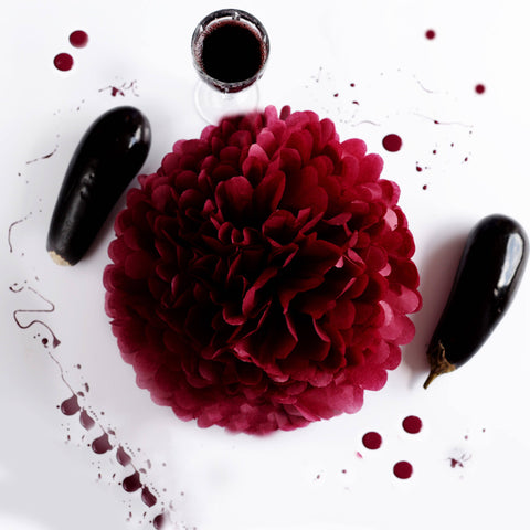 12 large size Burgundy paper pom pom set claret paper wedding decorations Birthday, graduation party, anniversary decor