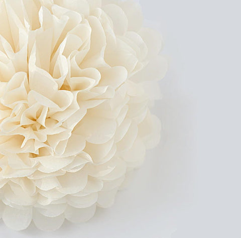 French Vanilla Tissue Paper Pom Poms – Handmade Fluffy Party Decor for Weddings, Baby Showers, Birthdays & Nursery Decorations