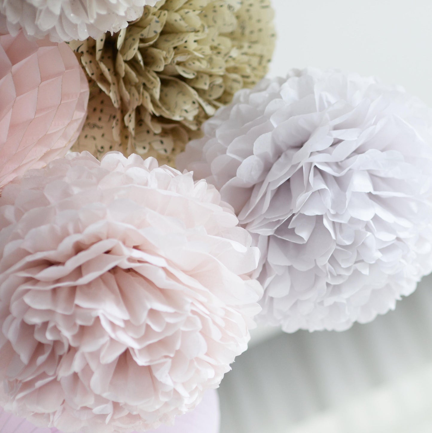 Set of 16 Tissue Paper Pom Poms Pastel Wedding Decorations Party Decor Baby Shower Nursery Decor Paper Flower Balls eco friendly decor