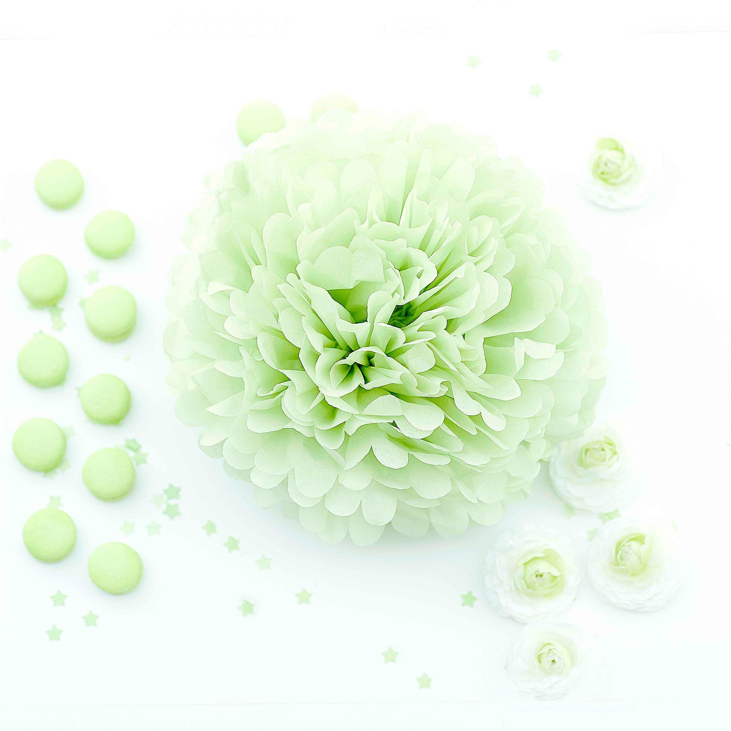 Luxurious Handmade Light Green Tissue Paper Pom Pom party decorations various sizes Boho wedding Baby shower birthday party Paper flowers