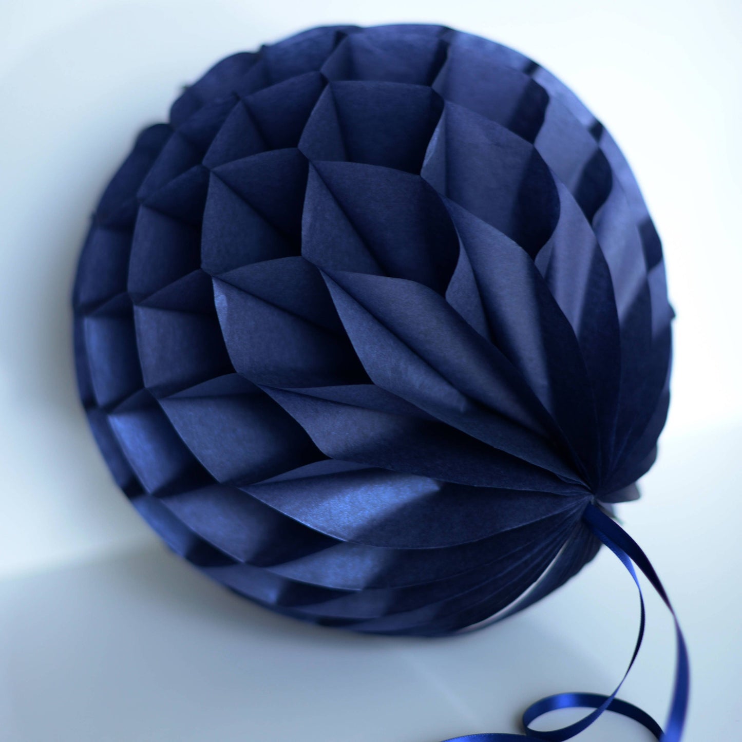 Shimmery navy blue paper honeycomb ball party decoration wedding Christmas paper ornament classic bridal shower decor housewarming gift