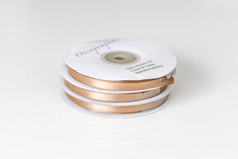 Sable Tan Double-Sided Satin Ribbon 6mm & 12mm | Premium Gift Wrap and Craft Ribbon - high quality