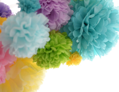 20 Mixed Sizes Tissue Paper PomPom Party Decoration Set - custom colours