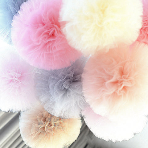 Large tulle pom poms party decoration set of 3 custom colour tulle pom poms  birthday baby shower nursery canopy birthday party decorations
