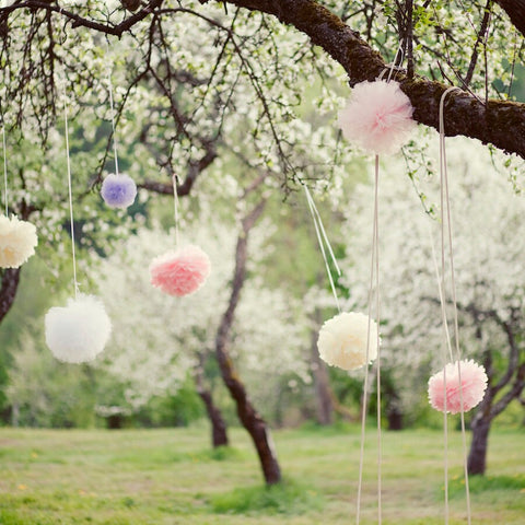 Small size Paper Pom Poms Set - 50 Eco-Friendly Pom Poms for Engagement Party, Bridal Shower, Custom Colors