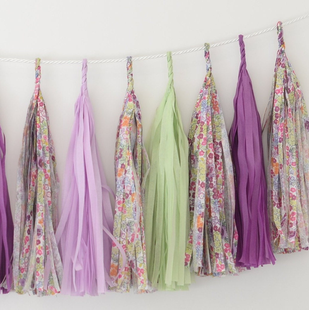 Pastel Floral Tassel Garland, Baby Shower Birthday Wedding Nursery Decor