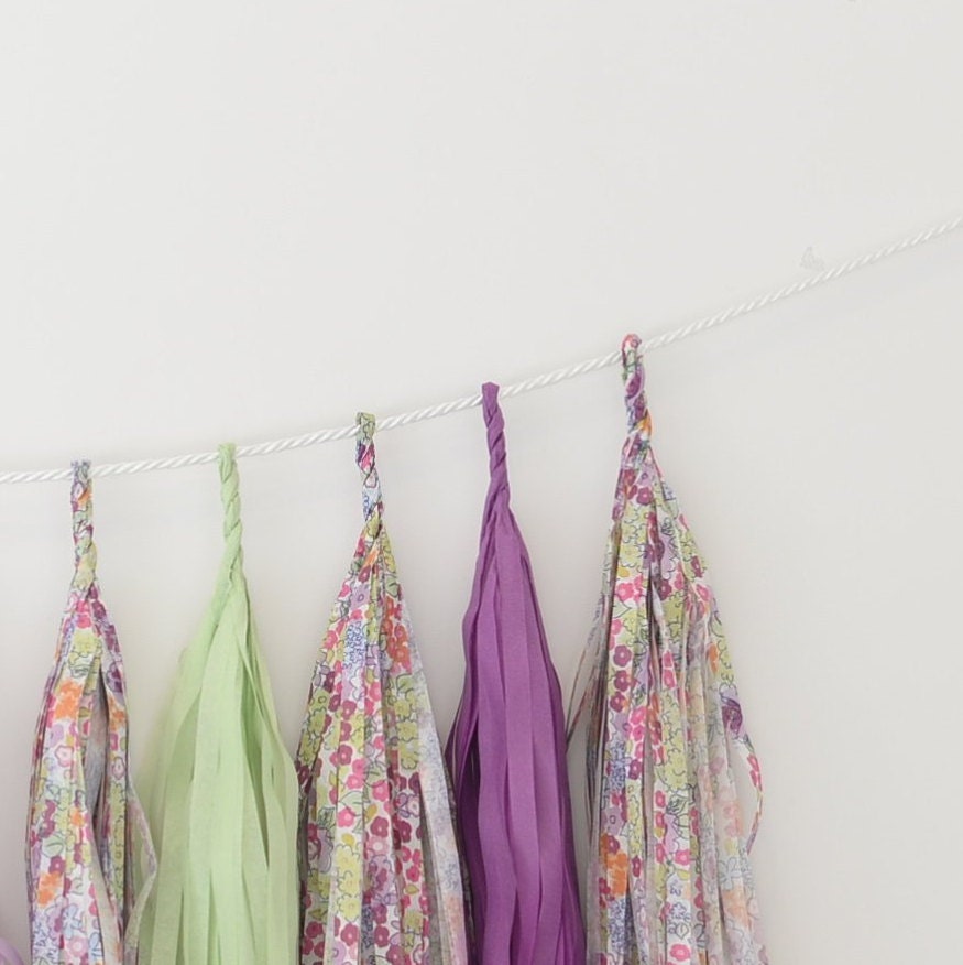 Pastel Floral Tassel Garland, Baby Shower Birthday Wedding Nursery Decor