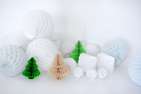 Christmas decorations | Honeycomb paper pom poms | Xmas decor set | Christmas bauble set | New year decorations