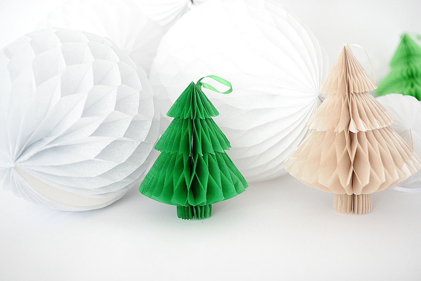 Christmas decorations | Honeycomb paper pom poms | Xmas decor set | Christmas bauble set | New year decorations