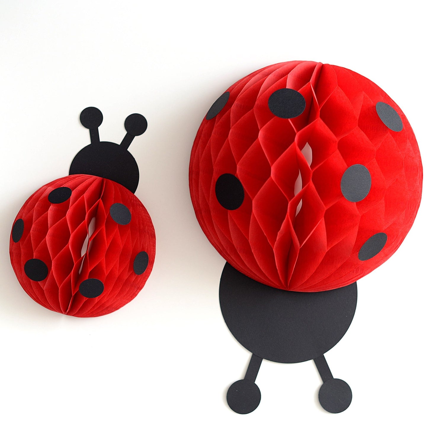 Ladybug Honeycomb Decoration - Paper Ladybird Birthday Decor, Wall and Table Décor