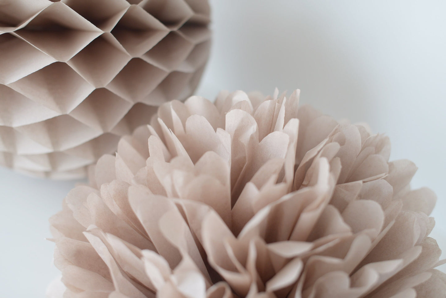 Taupe tissue Paper pom pom | Neutral Rustic wedding decor | light-toned Boho wedding decor