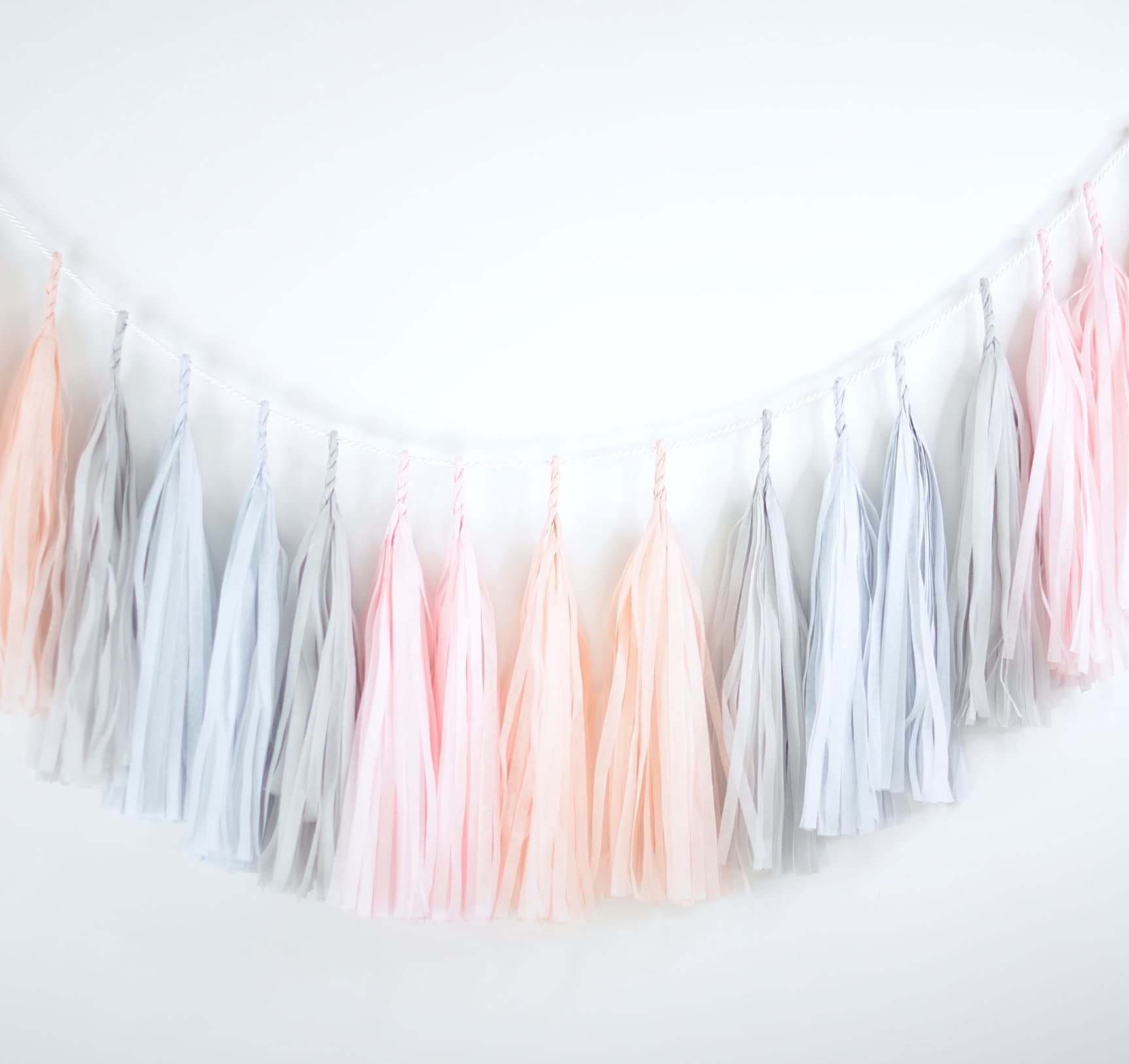 Blush Pink Paper Tassel Garland: Assembled Party Decor