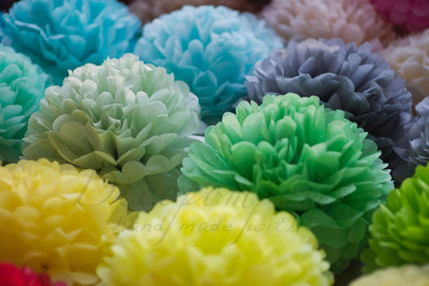 Paper pom pom set of 21 | Tissue paper balls | Colourful paper flowers | Birthday decorations