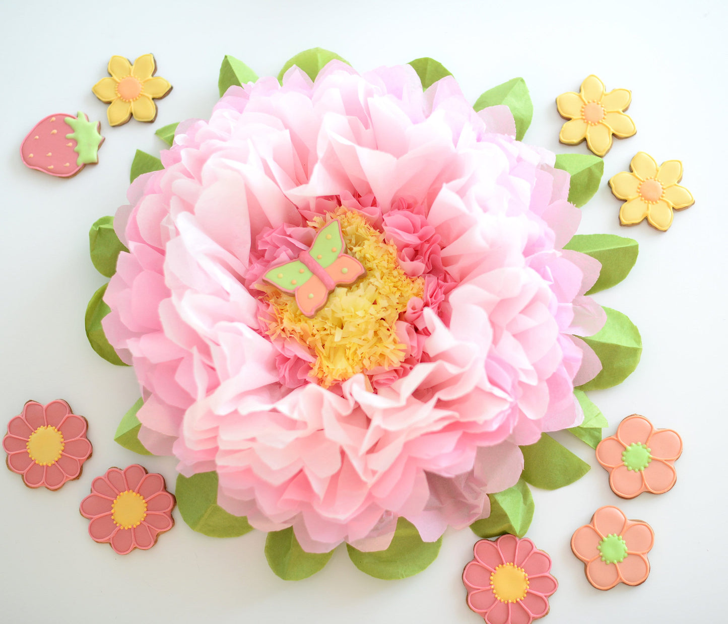Large pink paper flower | paper party decorations - girls birthday decor