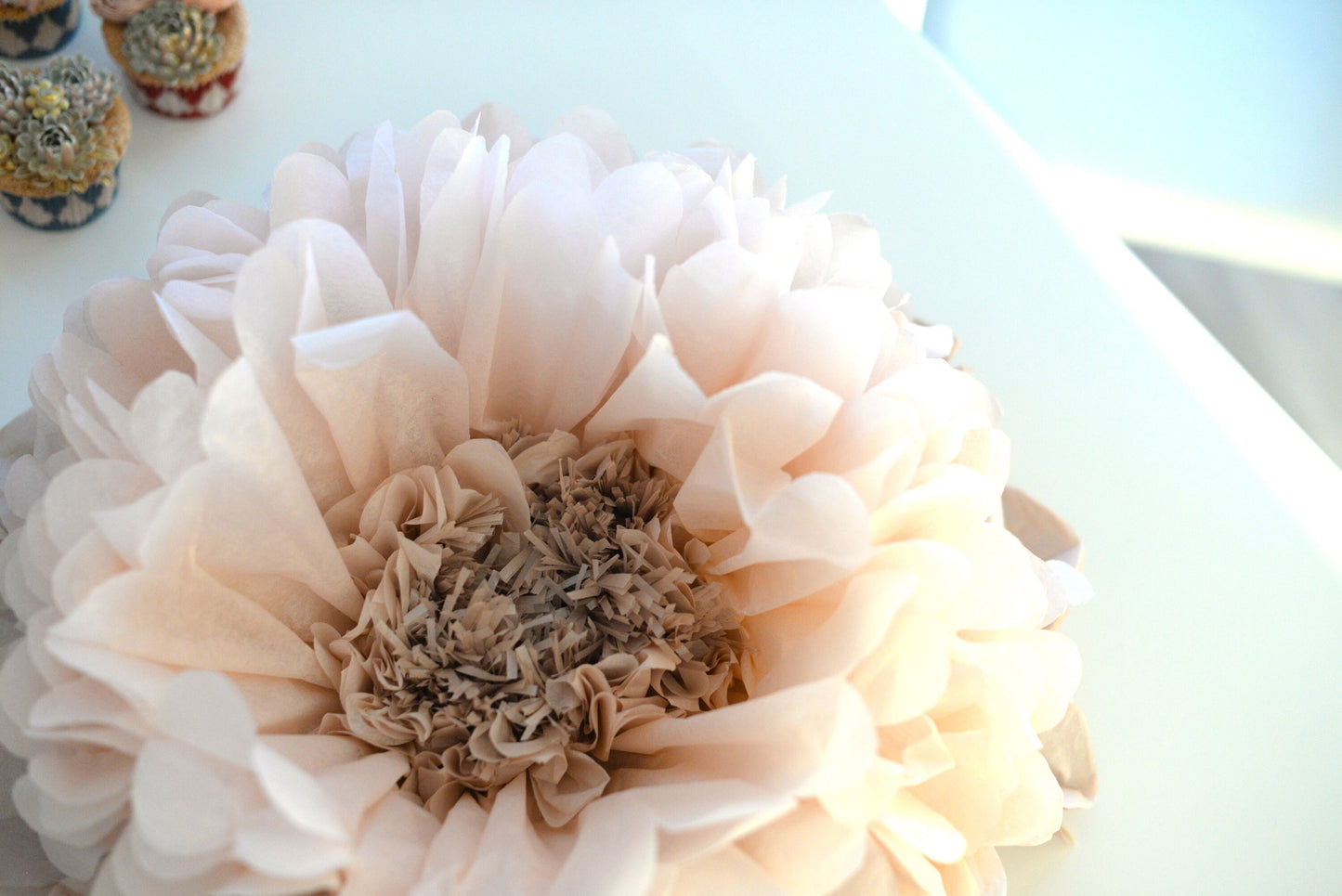Dusty blush pink and champagne large paper flower 3  set 20”(50cm) for wedding birthday party baby shower bridal shower home tea party decor