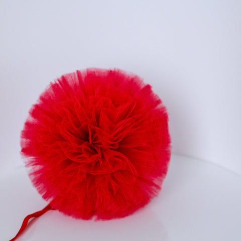 Dark red tulle pom pom party decorations, nursery decor, kids room, birthday, wedding party hanging decorations, red centrepiece