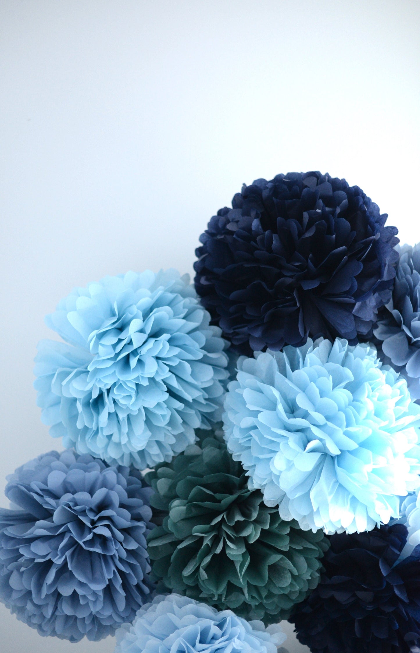 Blue party decorations set | paper flowers | tissue pom pom | Boys Birthday decorations