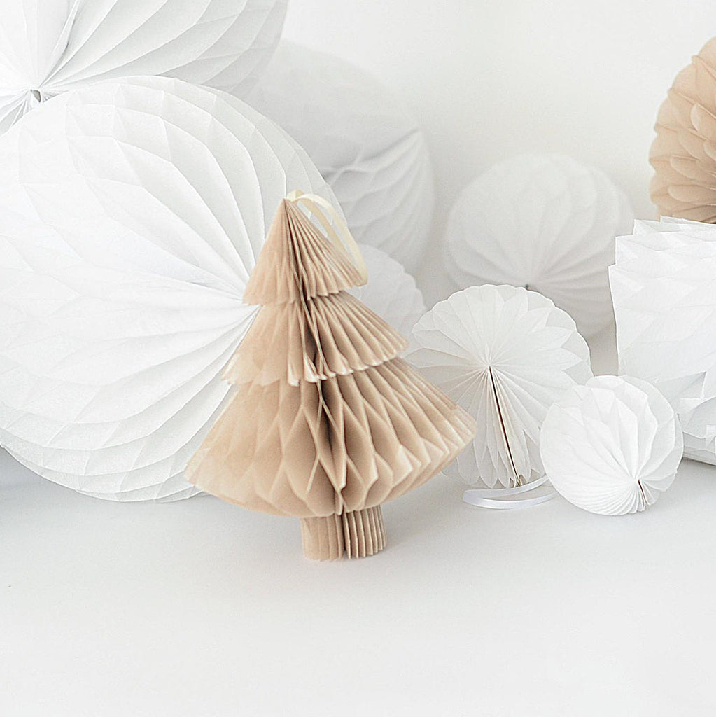 Metallic paper Honeycomb Christmas tree with trunk | Vintage Christmas tree | Paper Xmas decorations