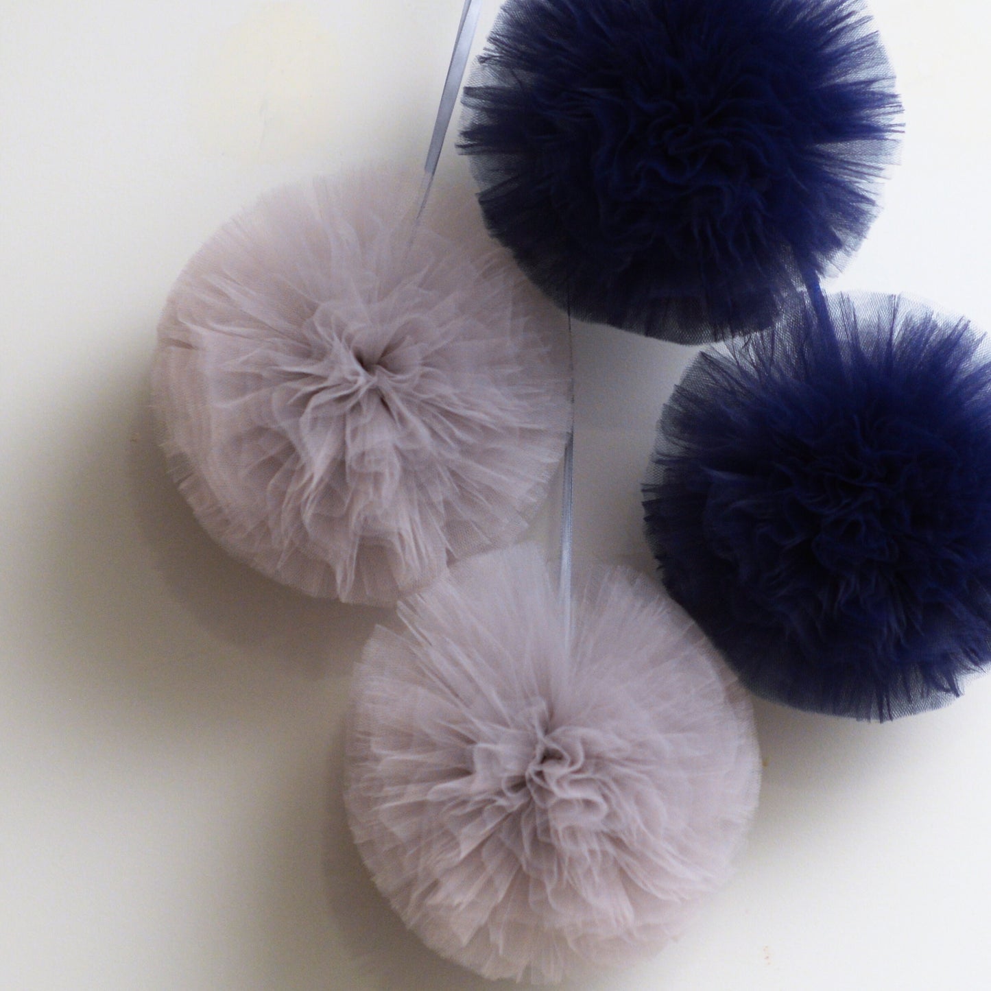 Light Grey Tulle Pom Poms - Elegant Party Decorations, Wedding Decor, Baby Shower & Nursery Canopy Hanging Tulle Balls