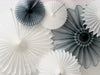 Paper fan party decorations set of 6 grey and white photo backdrop Christmas New Year wall decor baby shower bridal shower Birthday decor