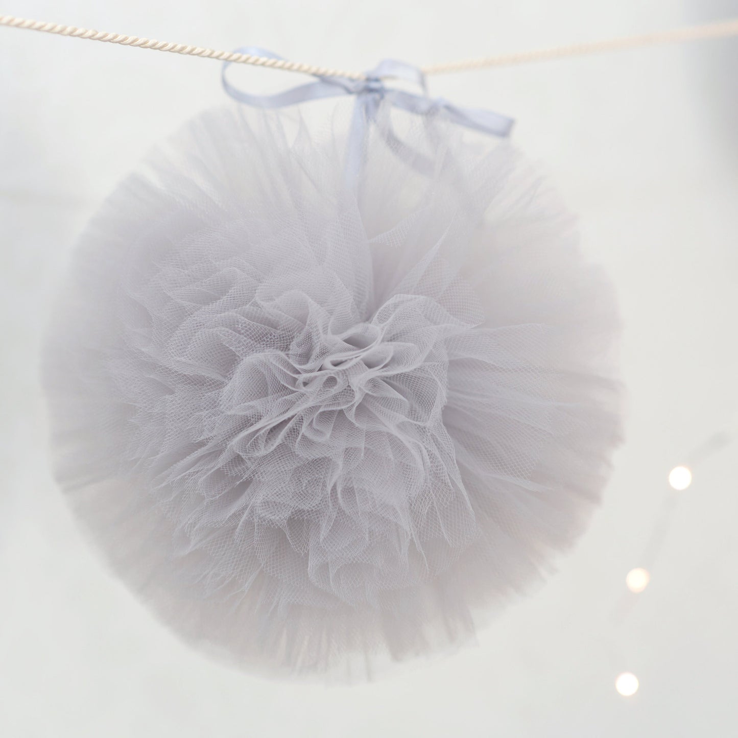 Light Grey Tulle Pom Poms - Elegant Party Decorations, Wedding Decor, Baby Shower & Nursery Canopy Hanging Tulle Balls