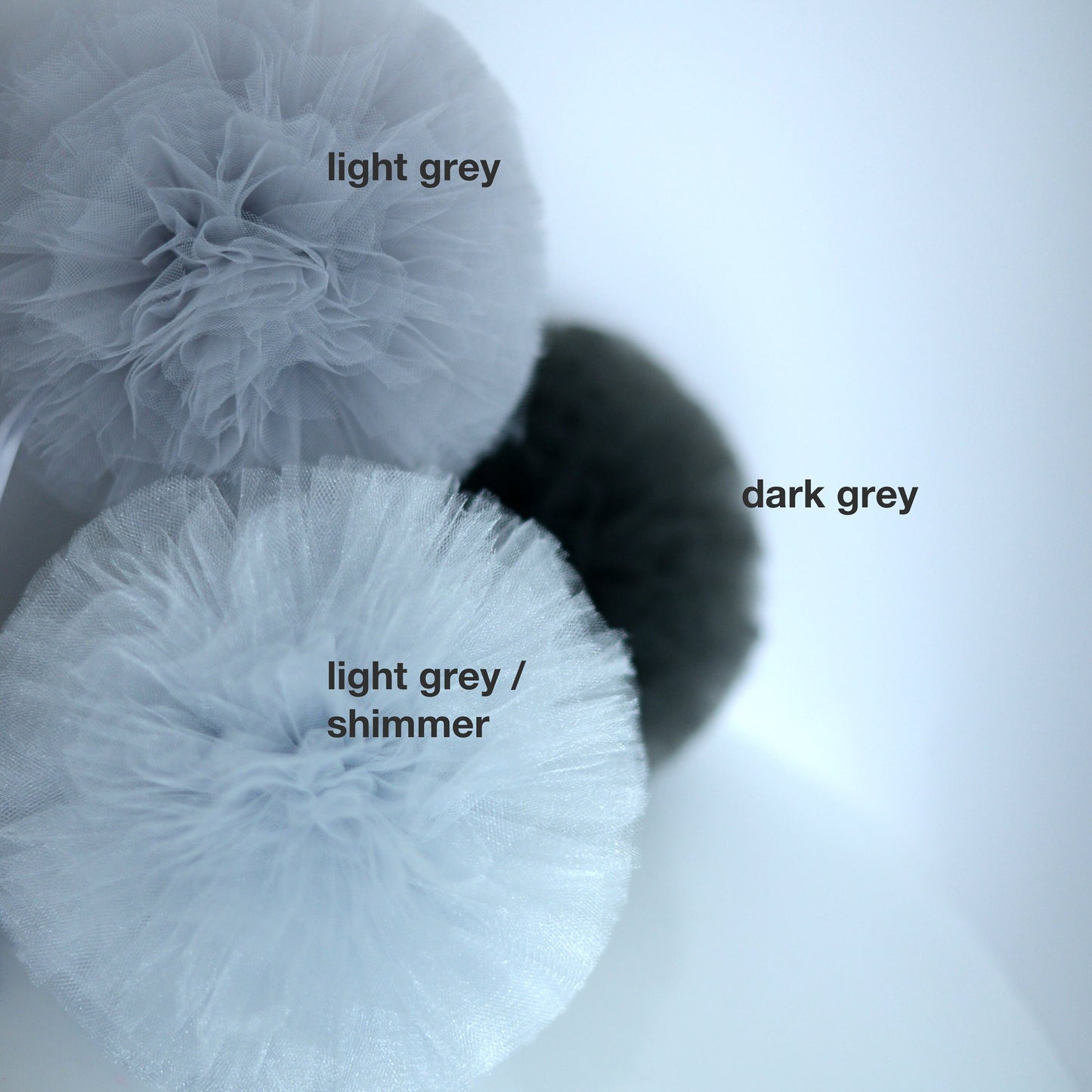 Light Grey Tulle Pom Poms - Elegant Party Decorations, Wedding Decor, Baby Shower & Nursery Canopy Hanging Tulle Balls