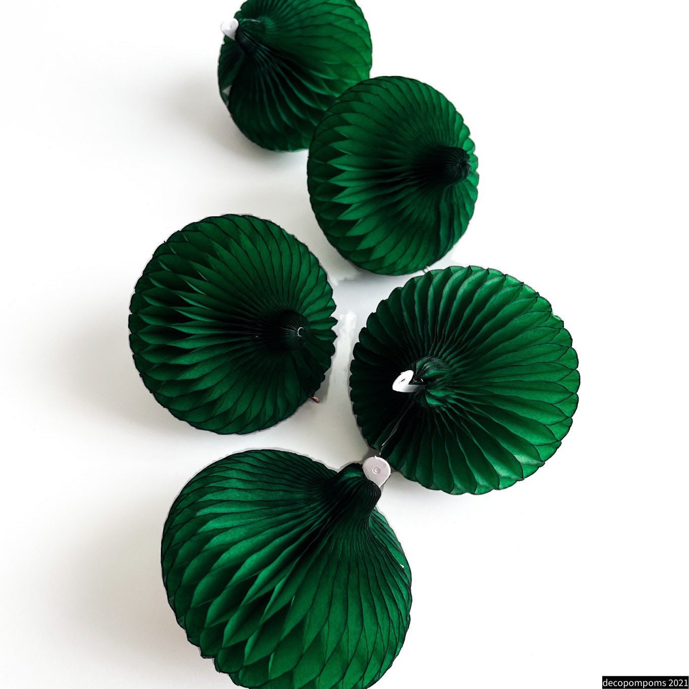 Holiday Green Mini Honeycomb Baubles – Set of 5 Paper Christmas Ornaments, Eco-Friendly Tree Decor, Festive Home & Party Decorations