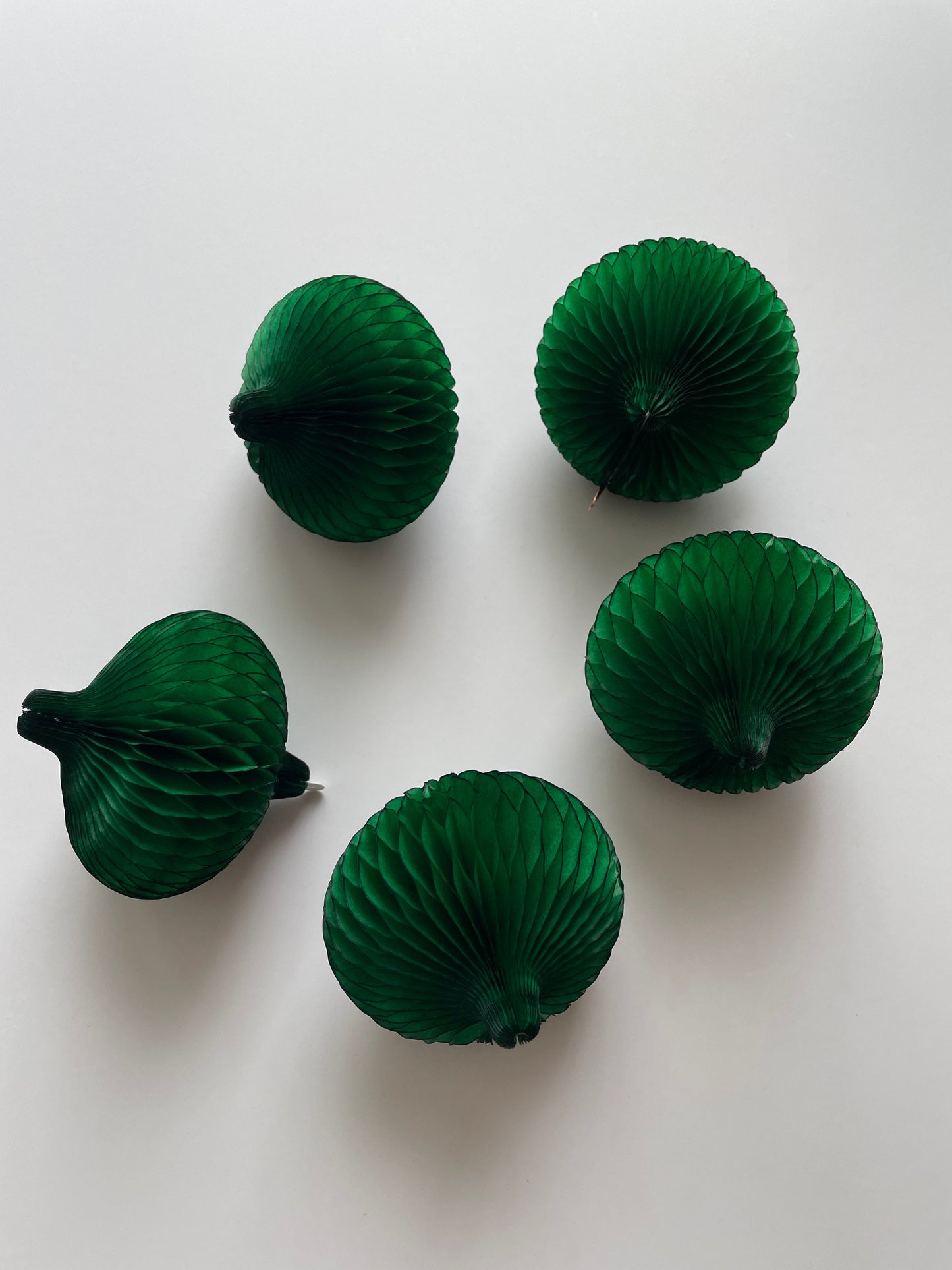 Holiday Green Mini Honeycomb Baubles – Set of 5 Paper Christmas Ornaments, Eco-Friendly Tree Decor, Festive Home & Party Decorations