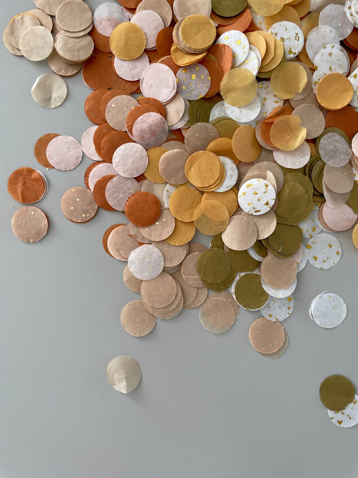 Vintage Orange and Gold Paper Confetti 15g Fall Biodegradable Wedding Confetti  Pumpkin Spice round confetti pack