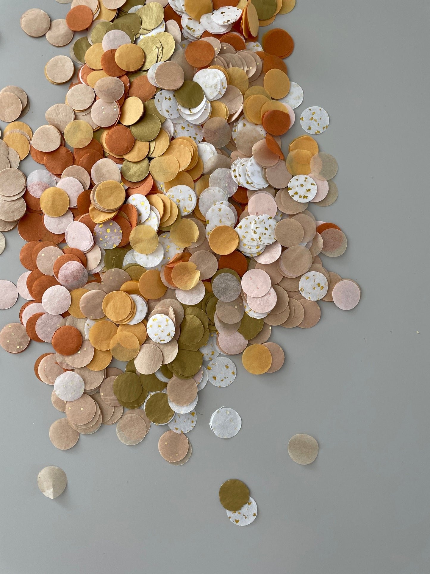 Vintage Orange and Gold Paper Confetti 15g Fall Biodegradable Wedding Confetti  Pumpkin Spice round confetti pack