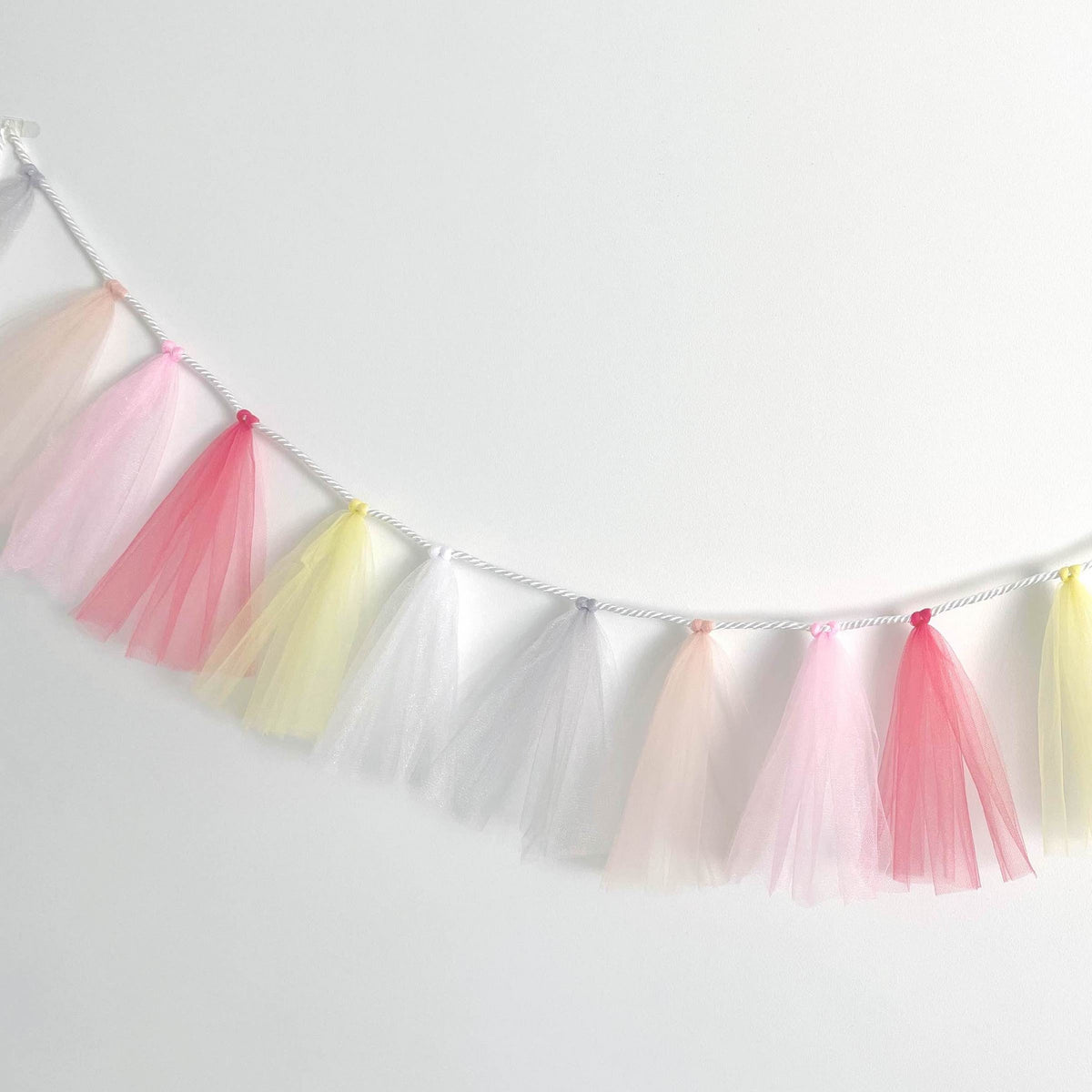 First Birthday Tulle Tassel Photo Bunting: Pastel Party Decor